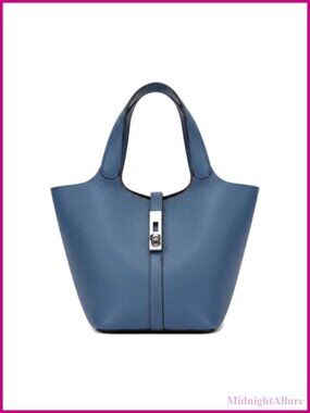 Vegan Leather Tote Bag Top Handle Satchel Lock Bucket Purse for Work